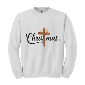 Cross Christmas Sweatshirt, Jesus Christ Hoodie, Religious Hoodie, Merry Hoodie, Family Christmas Hoodie, Faith Christ Hoodie