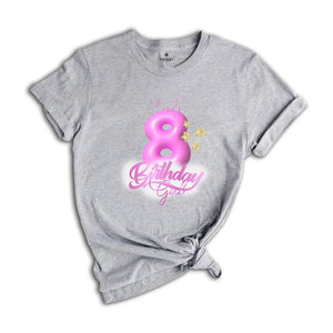 Custom Birthday Girl T-shirt, 8th Birthday Shirt, Birthday Party Shirt, Youth Adult Tshirt, Eight Birthday Tee, 8 Years Old Shirt