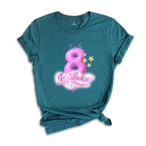 Custom Birthday Girl T-shirt, 8th Birthday Shirt, Birthday Party Shirt, Youth Adult Tshirt, Eight Birthday Tee, 8 Years Old Shirt