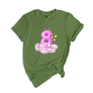 Custom Birthday Girl T-shirt, 8th Birthday Shirt, Birthday Party Shirt, Youth Adult Tshirt, Eight Birthday Tee, 8 Years Old Shirt