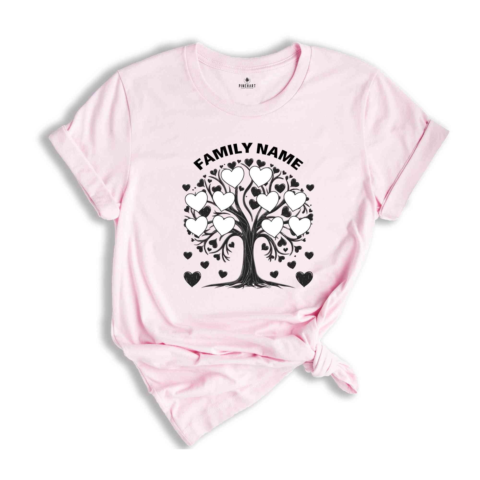Custom Family Tree Shirt, Trendy Family Shirt, Cute Tree Shirt, Gift For Grandma, Family Tree Shirt, Hearts Shirt