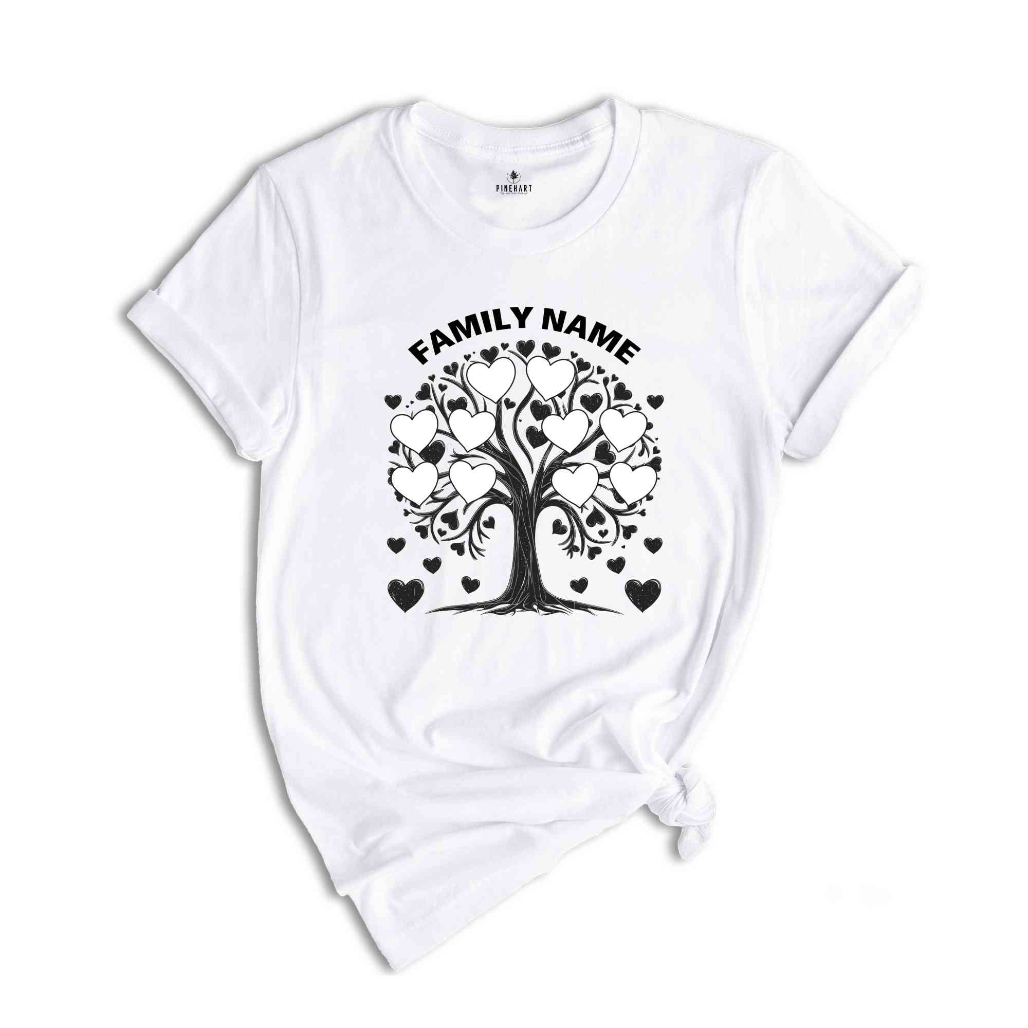 Custom Family Tree Shirt, Trendy Family Shirt, Cute Tree Shirt, Gift For Grandma, Family Tree Shirt, Hearts Shirt