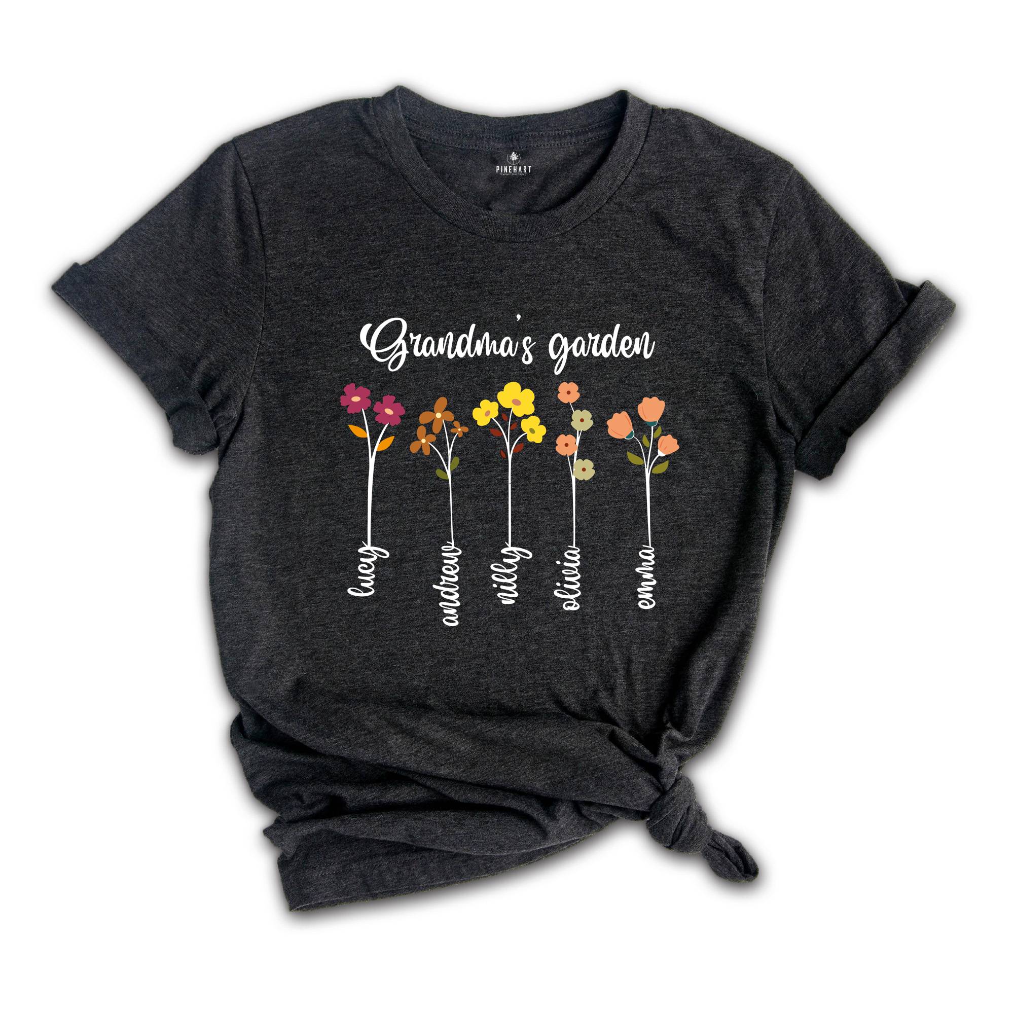 Custom Grandma's Garden Shirt, Custom Birthflower Shirt, Gift for Grandma, Love Shirt, Mom's Garden Shirt, Cute Mom Shirt, Custom Name Shirt