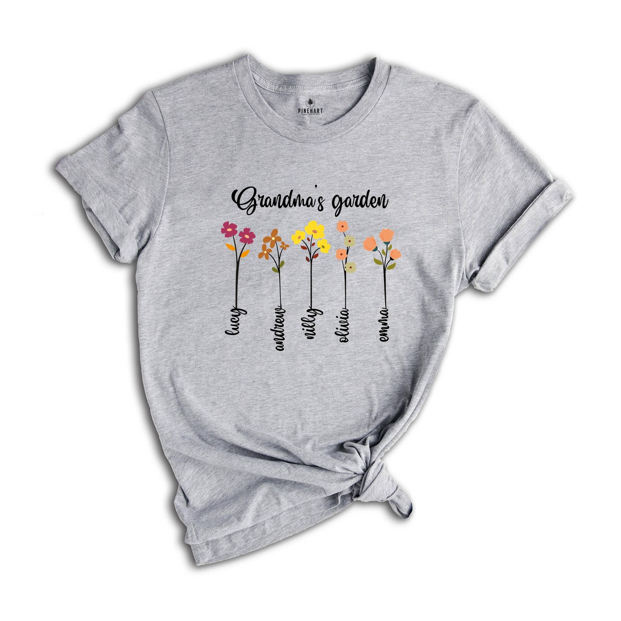 Custom Grandma's Garden Shirt, Custom Birthflower Shirt, Gift for Grandma, Love Shirt, Mom's Garden Shirt, Cute Mom Shirt, Custom Name Shirt