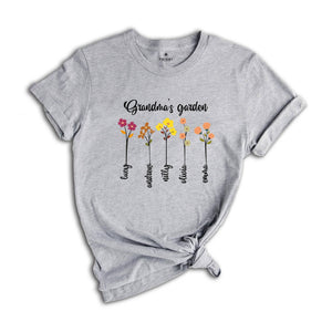 Custom Grandma's Garden Shirt, Custom Birthflower Shirt, Gift for Grandma, Love Shirt, Mom's Garden Shirt, Cute Mom Shirt, Custom Name Shirt