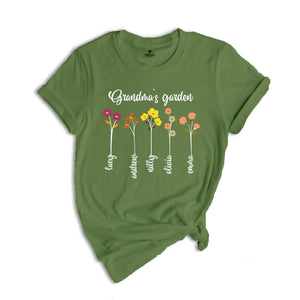Custom Grandma's Garden Shirt, Custom Birthflower Shirt, Gift for Grandma, Love Shirt, Mom's Garden Shirt, Cute Mom Shirt, Custom Name Shirt