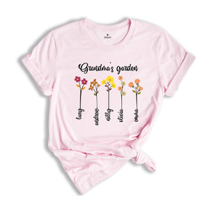 Custom Grandma's Garden Shirt, Custom Birthflower Shirt, Gift for Grandma, Love Shirt, Mom's Garden Shirt, Cute Mom Shirt, Custom Name Shirt