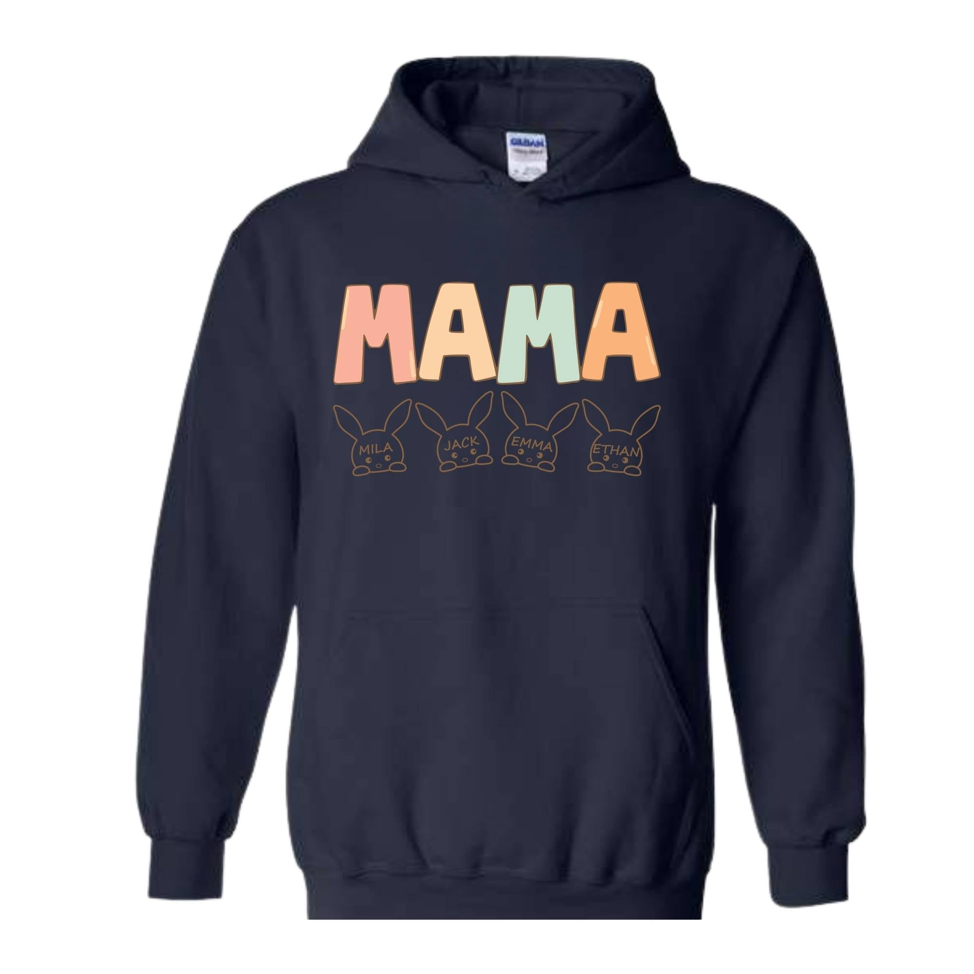 Custom Mama Easter Hoodie , Mama Hoodie With Kids Names, Happy Easter Hoodie , Personalized Easter Day Hoodie