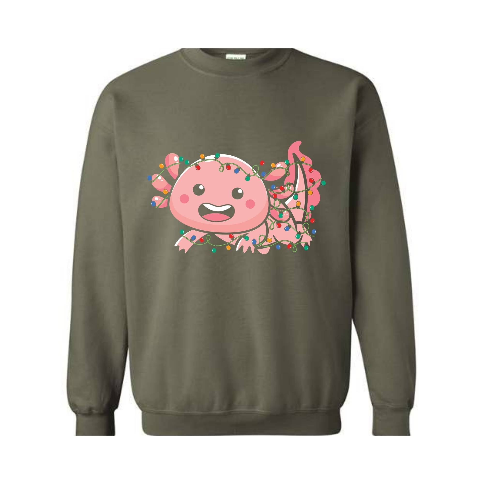 Cute Axolotl Christmas Lights Sweatshirt, Axolotl Lover Sweater, Santa Axolotl Sweatshirt, Axolotl Holiday Sweatshirt