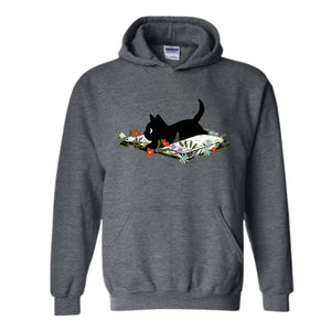 Cute Book Cat Sweatshirt, Floral Cat Bookish Sweatshirt, Gift For Cat Lovers, Cat Mom Hoodie, Bookish Cat Sweater