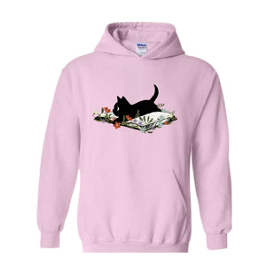 Cute Book Cat Sweatshirt, Floral Cat Bookish Sweatshirt, Gift For Cat Lovers, Cat Mom Hoodie, Bookish Cat Sweater