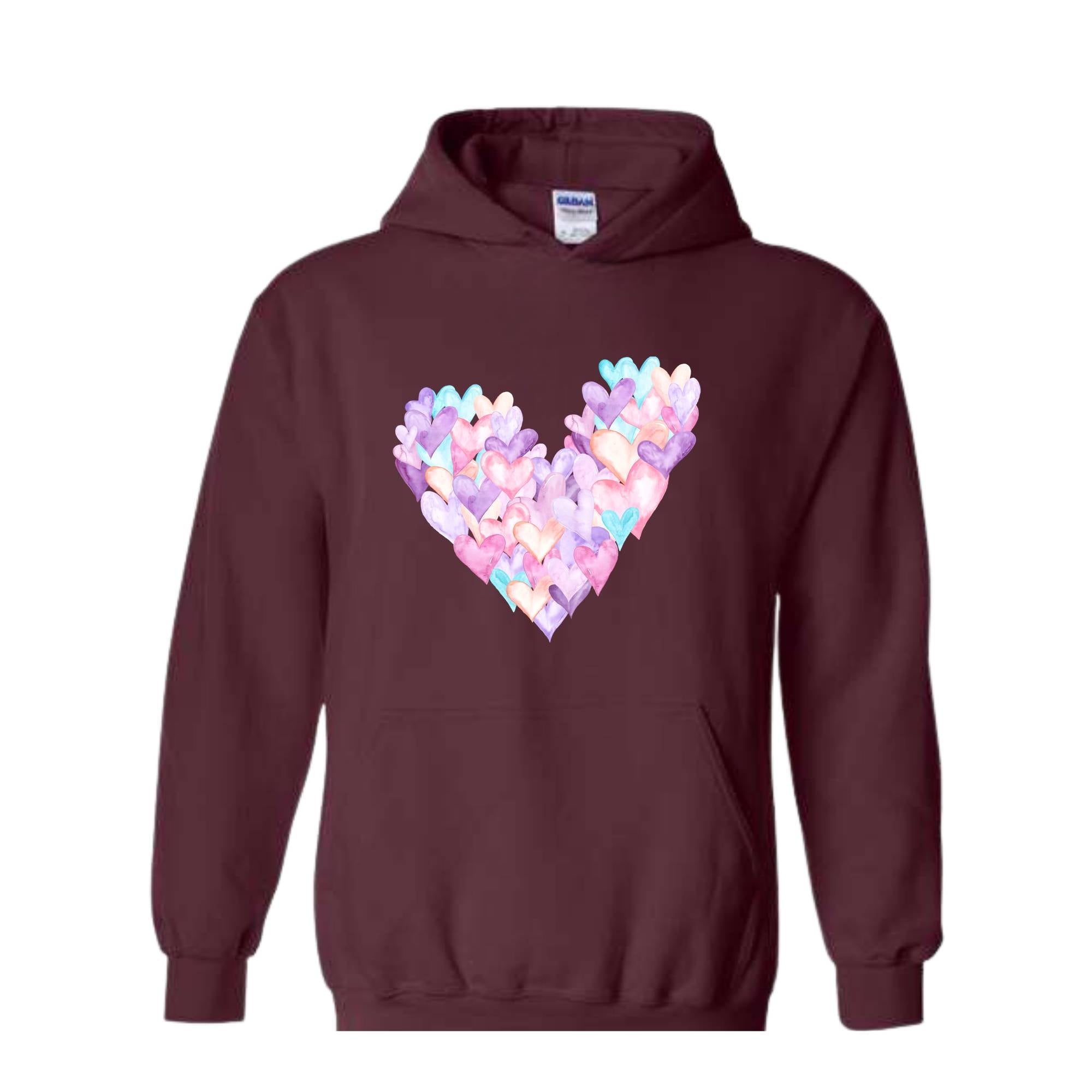 Cute Brushstroke Heart Sweatshirt, Happy Valentines Day Hoodie, Valentines Day Gift, Girls Valentine Tees, Heart Sweatshirt
