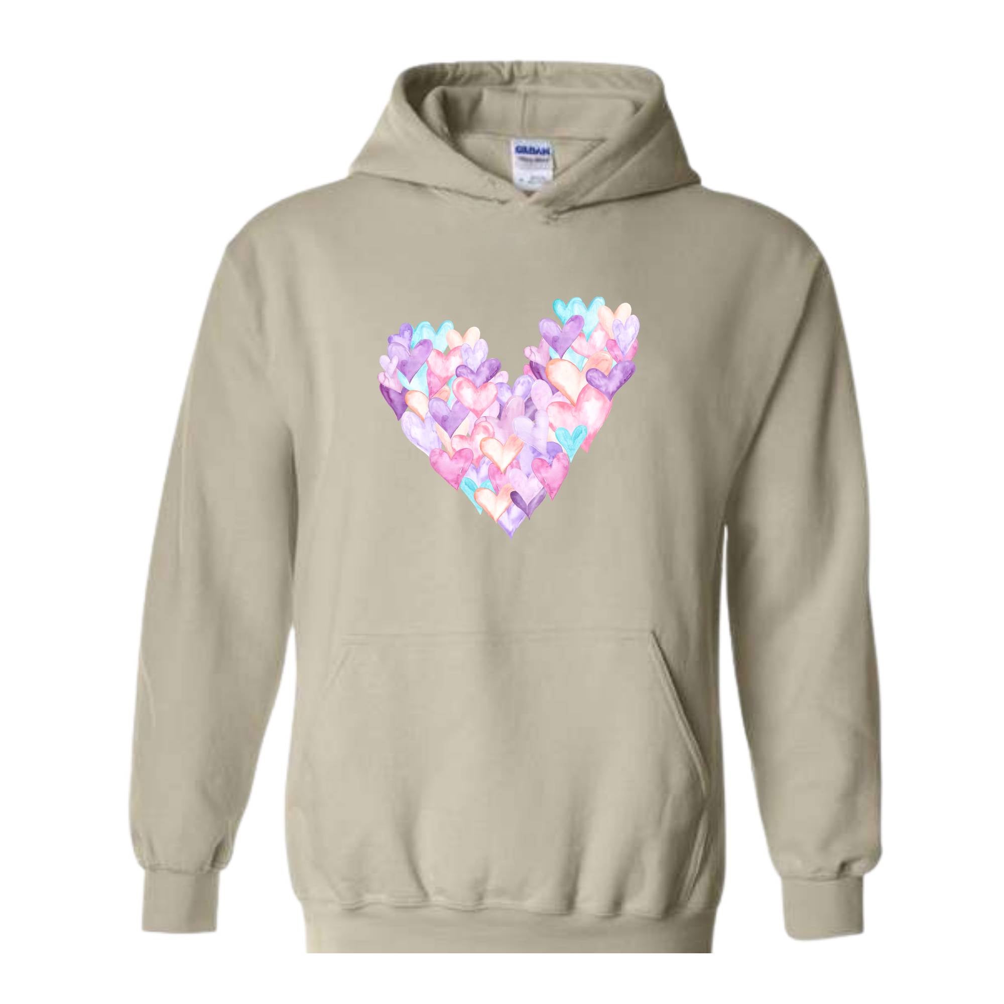 Cute Brushstroke Heart Sweatshirt, Happy Valentines Day Hoodie, Valentines Day Gift, Girls Valentine Tees, Heart Sweatshirt