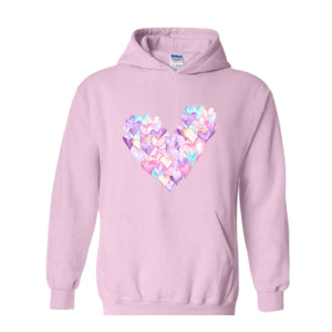 Cute Brushstroke Heart Sweatshirt, Happy Valentines Day Hoodie, Valentines Day Gift, Girls Valentine Tees, Heart Sweatshirt