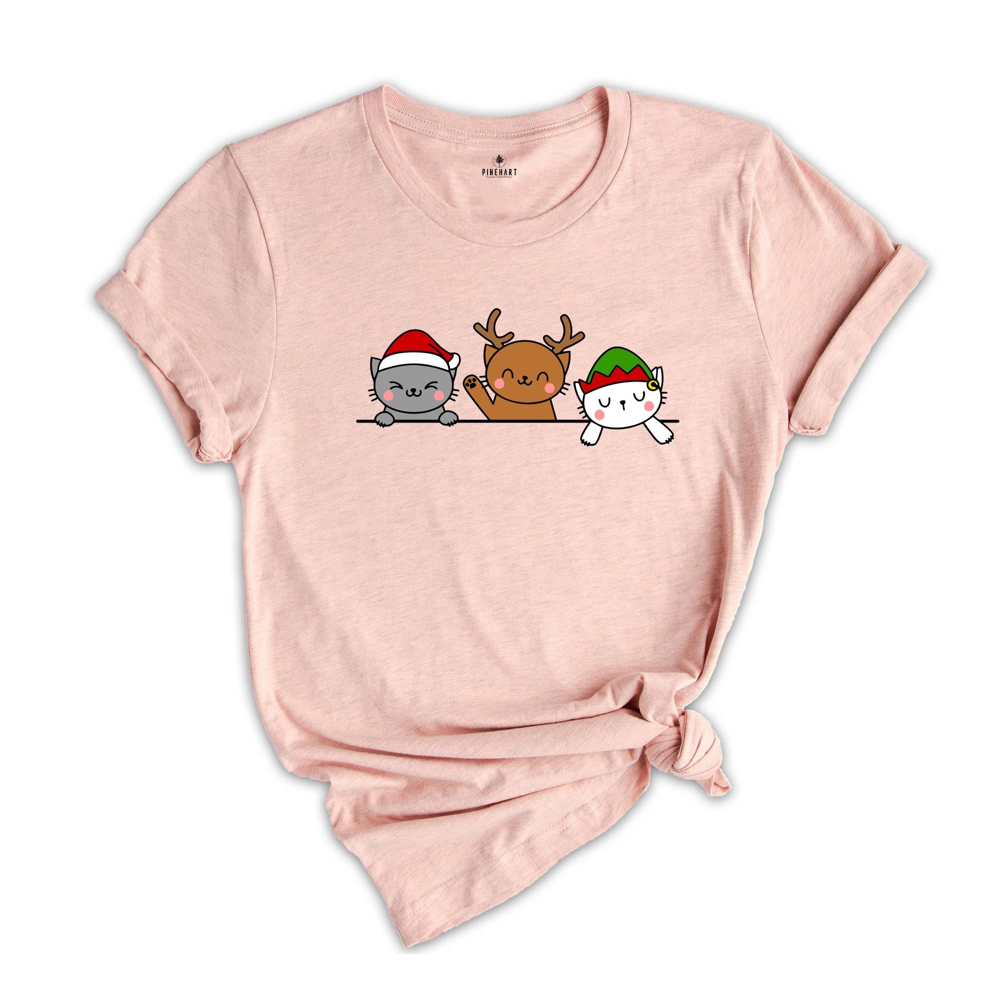 Cute Cat Christmas Shirt, Cat Lover T-Shirt ,Funny Christmas Gift, Holiday Tee, Christmas Pajamas, Xmas Cat Owner Gift
