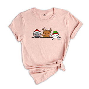 Cute Cat Christmas Shirt, Cat Lover T-Shirt ,Funny Christmas Gift, Holiday Tee, Christmas Pajamas, Xmas Cat Owner Gift