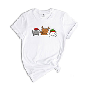 Cute Cat Christmas Shirt, Cat Lover T-Shirt ,Funny Christmas Gift, Holiday Tee, Christmas Pajamas, Xmas Cat Owner Gift