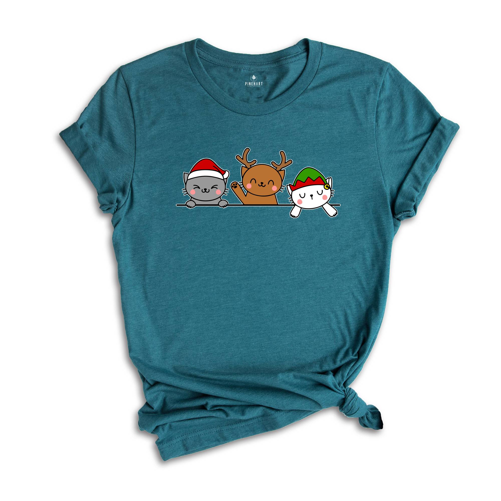 Cute Cat Christmas Shirt, Cat Lover T-Shirt ,Funny Christmas Gift, Holiday Tee, Christmas Pajamas, Xmas Cat Owner Gift