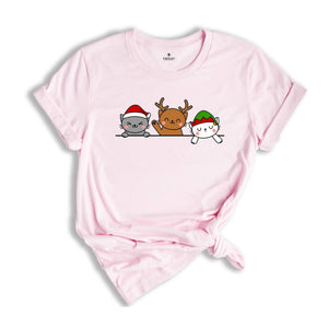 Cute Cat Christmas Shirt, Cat Lover T-Shirt ,Funny Christmas Gift, Holiday Tee, Christmas Pajamas, Xmas Cat Owner Gift
