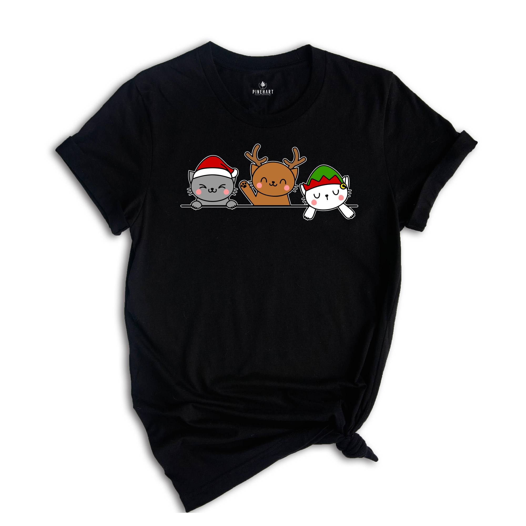 Cute Cat Christmas Shirt, Cat Lover T-Shirt ,Funny Christmas Gift, Holiday Tee, Christmas Pajamas, Xmas Cat Owner Gift