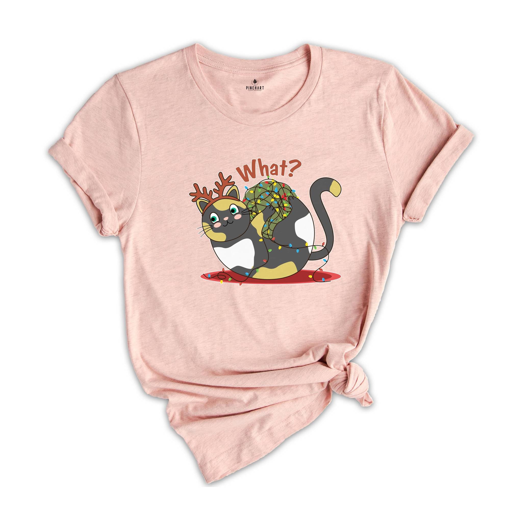 Cute Cat What, Funny Cat Shirt, Funny Christmas Gift, Christmas Shirt, Cat Lover Shirt , Christmas Gift Tee, Holiday Shirt, Cat Mom Tee