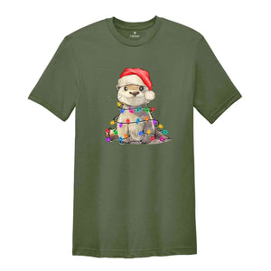 Cute Christmas Animal Shirt, Otter Christmas Light Shirt, Christmas 2025 Gift, Funny Christmas Tee