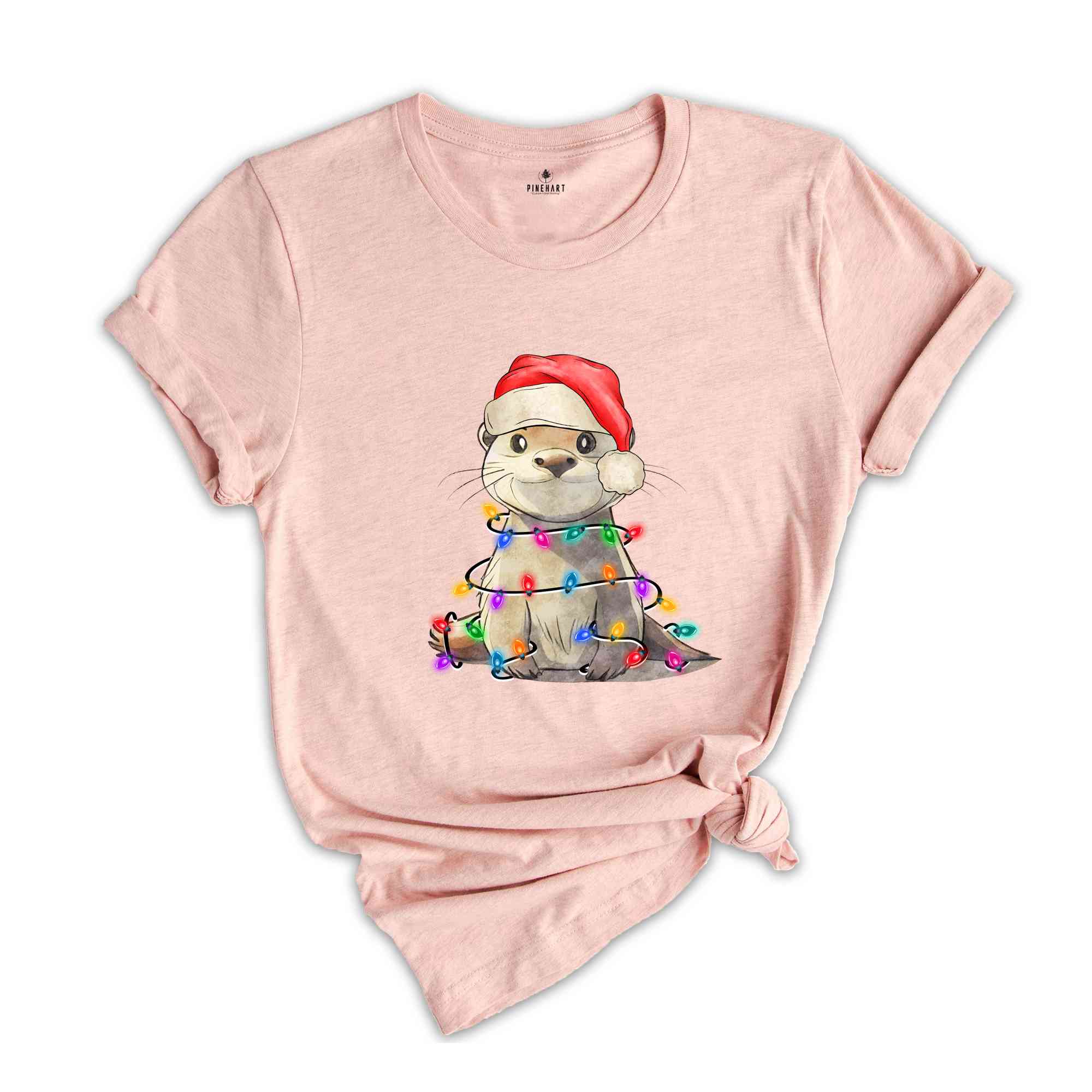 Cute Christmas Animal Shirt, Otter Christmas Light Shirt, Christmas 2025 Gift, Funny Christmas Tee