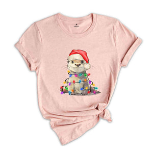Cute Christmas Animal Shirt, Otter Christmas Light Shirt, Christmas 2025 Gift, Funny Christmas Tee