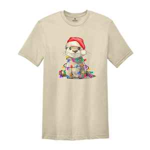 Cute Christmas Animal Shirt, Otter Christmas Light Shirt, Christmas 2025 Gift, Funny Christmas Tee