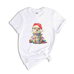 Cute Christmas Animal Shirt, Otter Christmas Light Shirt, Christmas 2025 Gift, Funny Christmas Tee