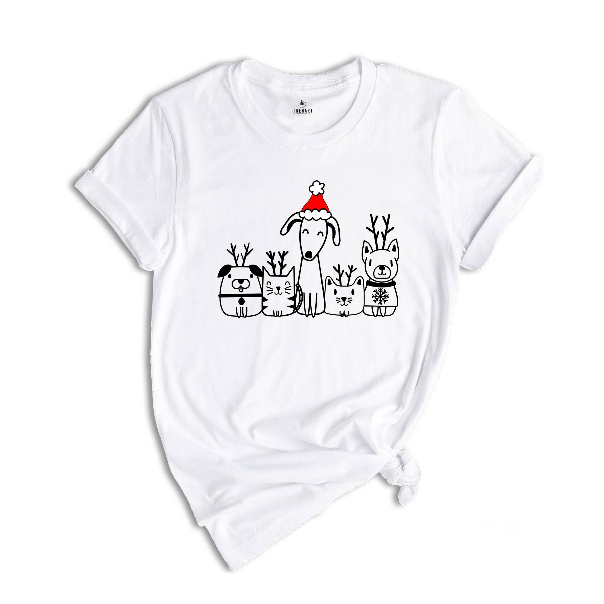 Cute Christmas Animals Shirt, Christmas Cats And Dogs T-Shirt, Animal Lover Gift, Christmas Gifts, Funny Christmas Tee