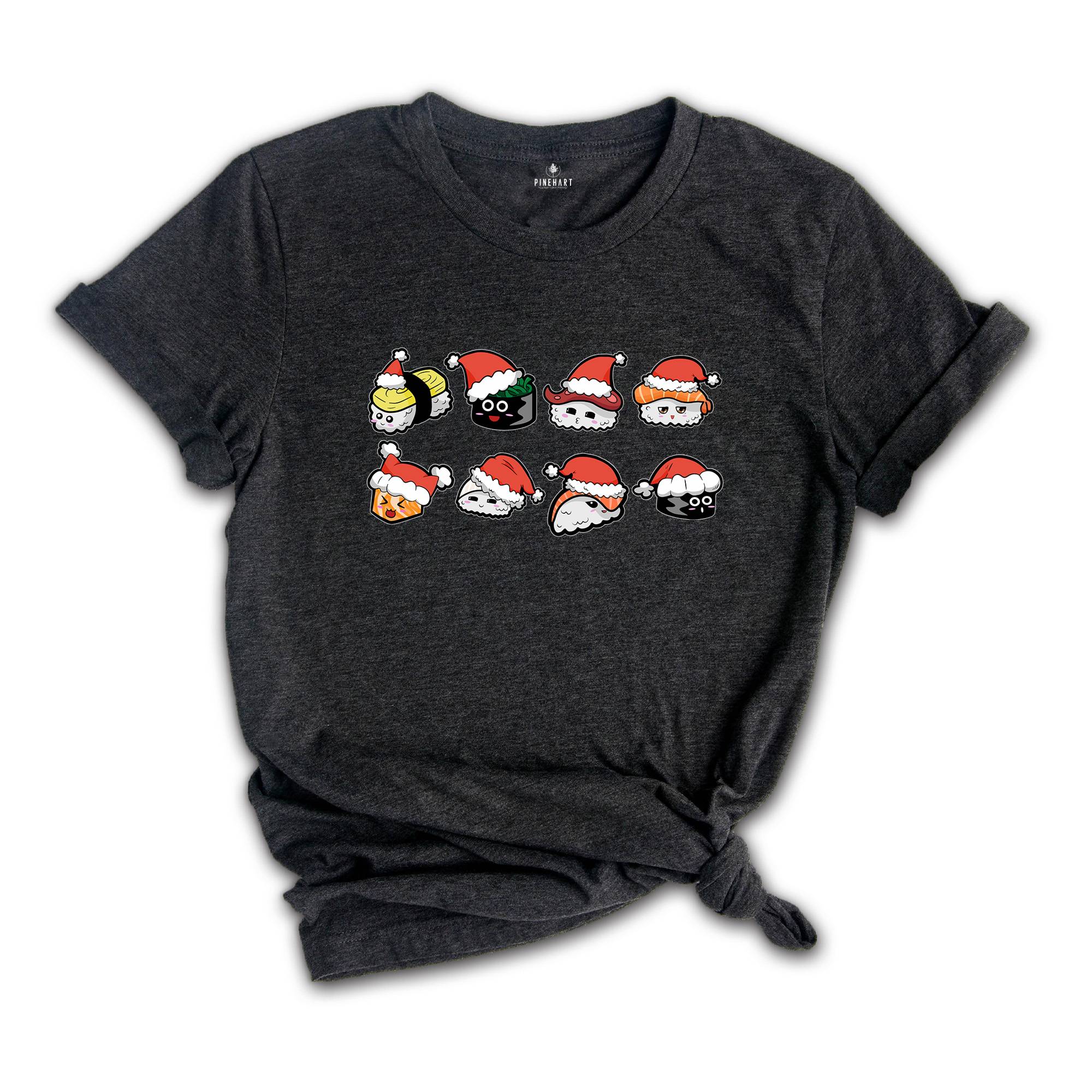 Cute Christmas Sushi Shirt, Kawaii Sushi Shirt, Japanese Cuisine Shirt, Foodie Shirt, Street Fashion Sushi
