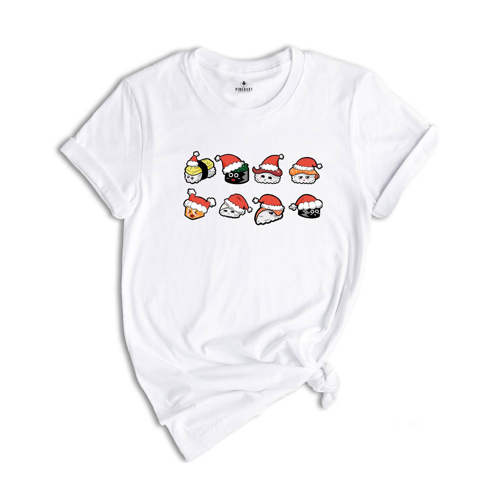 Cute Christmas Sushi Shirt, Kawaii Sushi Shirt, Japanese Cuisine Shirt, Foodie Shirt, Street Fashion Sushi
