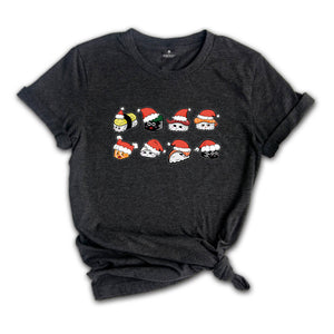 Cute Christmas Sushi Shirt, Kawaii Sushi Shirt, Japanese Cuisine Shirt, Foodie Shirt, Street Fashion Sushi