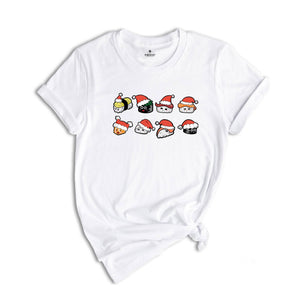 Cute Christmas Sushi Shirt, Kawaii Sushi Shirt, Japanese Cuisine Shirt, Foodie Shirt, Street Fashion Sushi