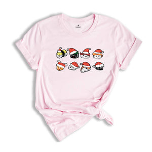 Cute Christmas Sushi Shirt, Kawaii Sushi Shirt, Japanese Cuisine Shirt, Foodie Shirt, Street Fashion Sushi