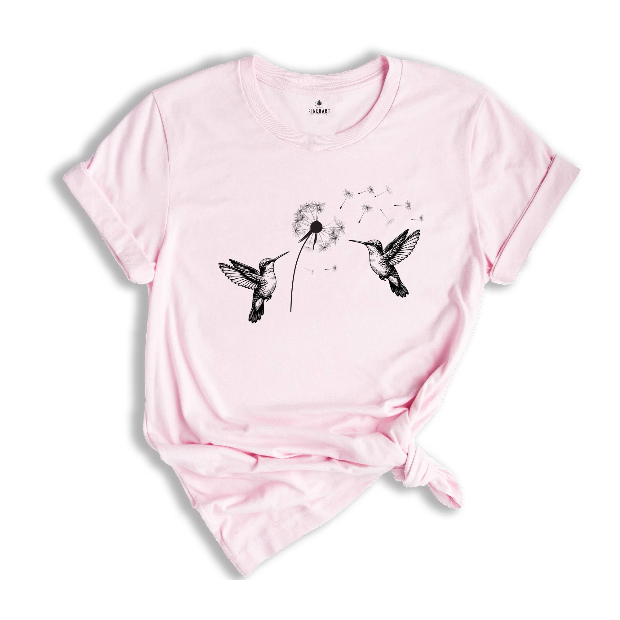 Cute Dandelion Hummingbird T-Shirt, Cute Hummingbird Dandelion Shirt, Nature Lovers Tee, Cute Women Gift
