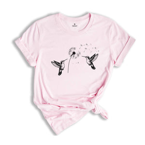 Cute Dandelion Hummingbird T-Shirt, Cute Hummingbird Dandelion Shirt, Nature Lovers Tee, Cute Women Gift