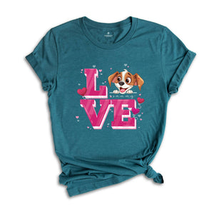 Cute Dog Valentine Shirt, Personalized Dog Valentines Day T Shirt, Custom Dog Shirt, Dog Lover Valentine Tees, Valentines Day Gift Shirt