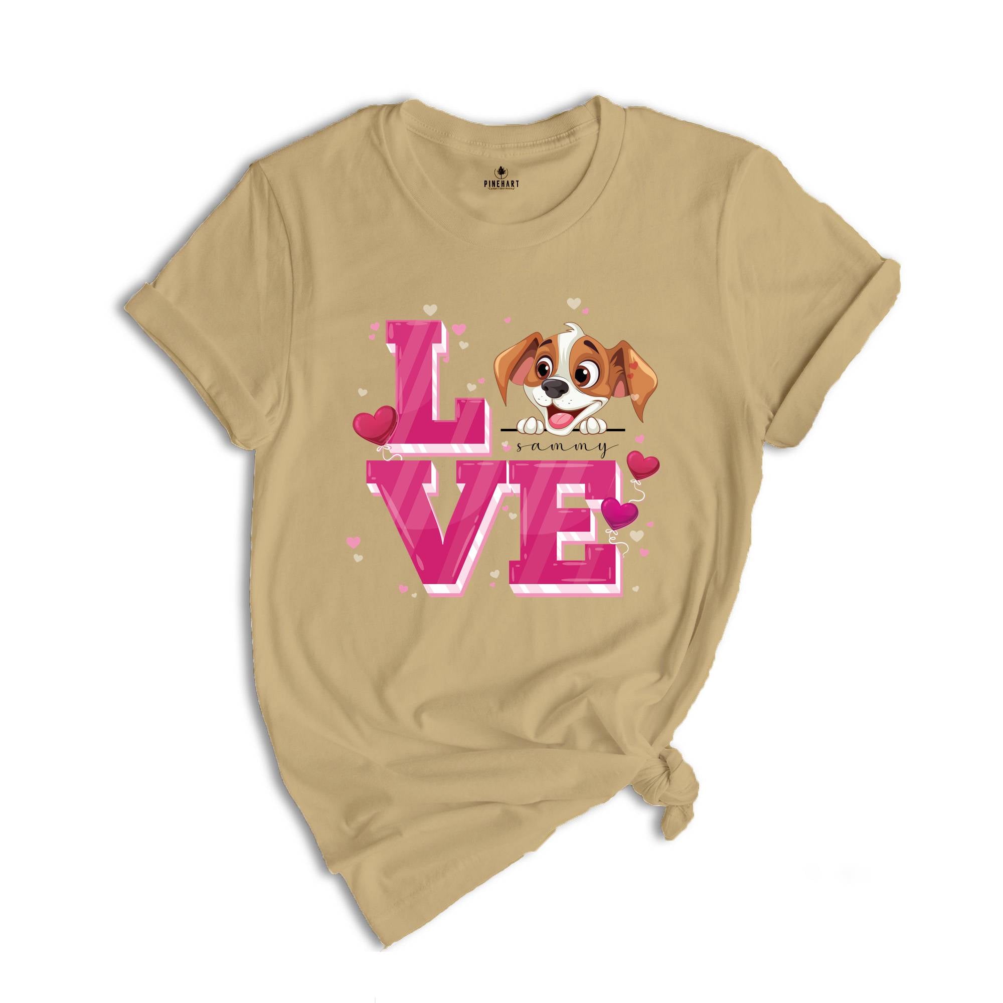 Cute Dog Valentine Shirt, Personalized Dog Valentines Day T Shirt, Custom Dog Shirt, Dog Lover Valentine Tees, Valentines Day Gift Shirt