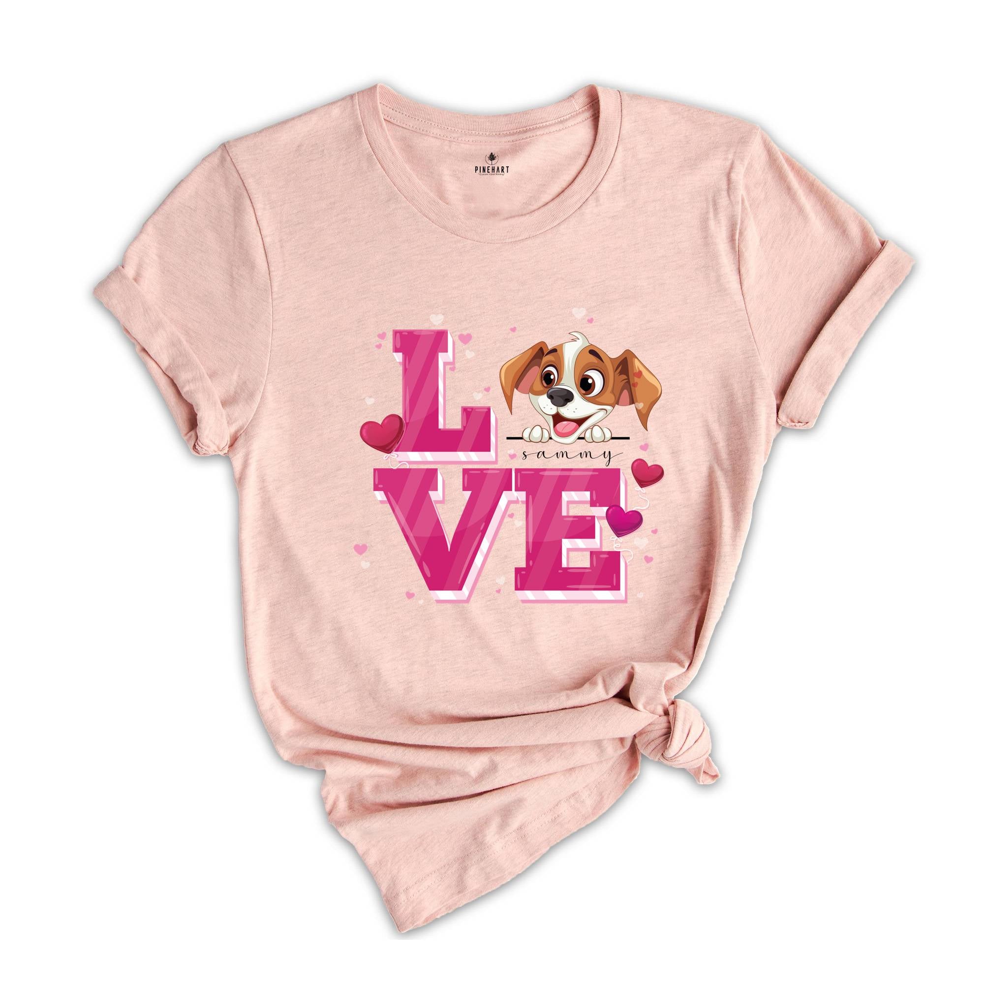 Cute Dog Valentine Shirt, Personalized Dog Valentines Day T Shirt, Custom Dog Shirt, Dog Lover Valentine Tees, Valentines Day Gift Shirt