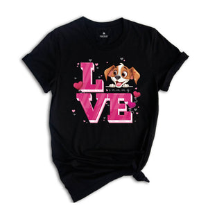 Cute Dog Valentine Shirt, Personalized Dog Valentines Day T Shirt, Custom Dog Shirt, Dog Lover Valentine Tees, Valentines Day Gift Shirt