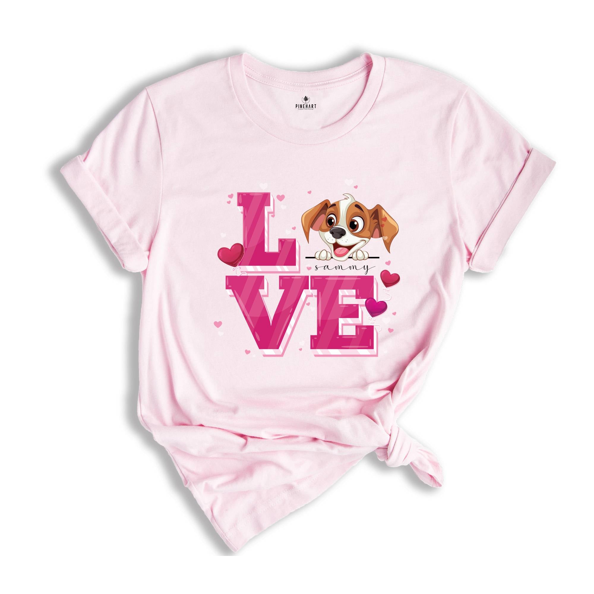 Cute Dog Valentine Shirt, Personalized Dog Valentines Day T Shirt, Custom Dog Shirt, Dog Lover Valentine Tees, Valentines Day Gift Shirt