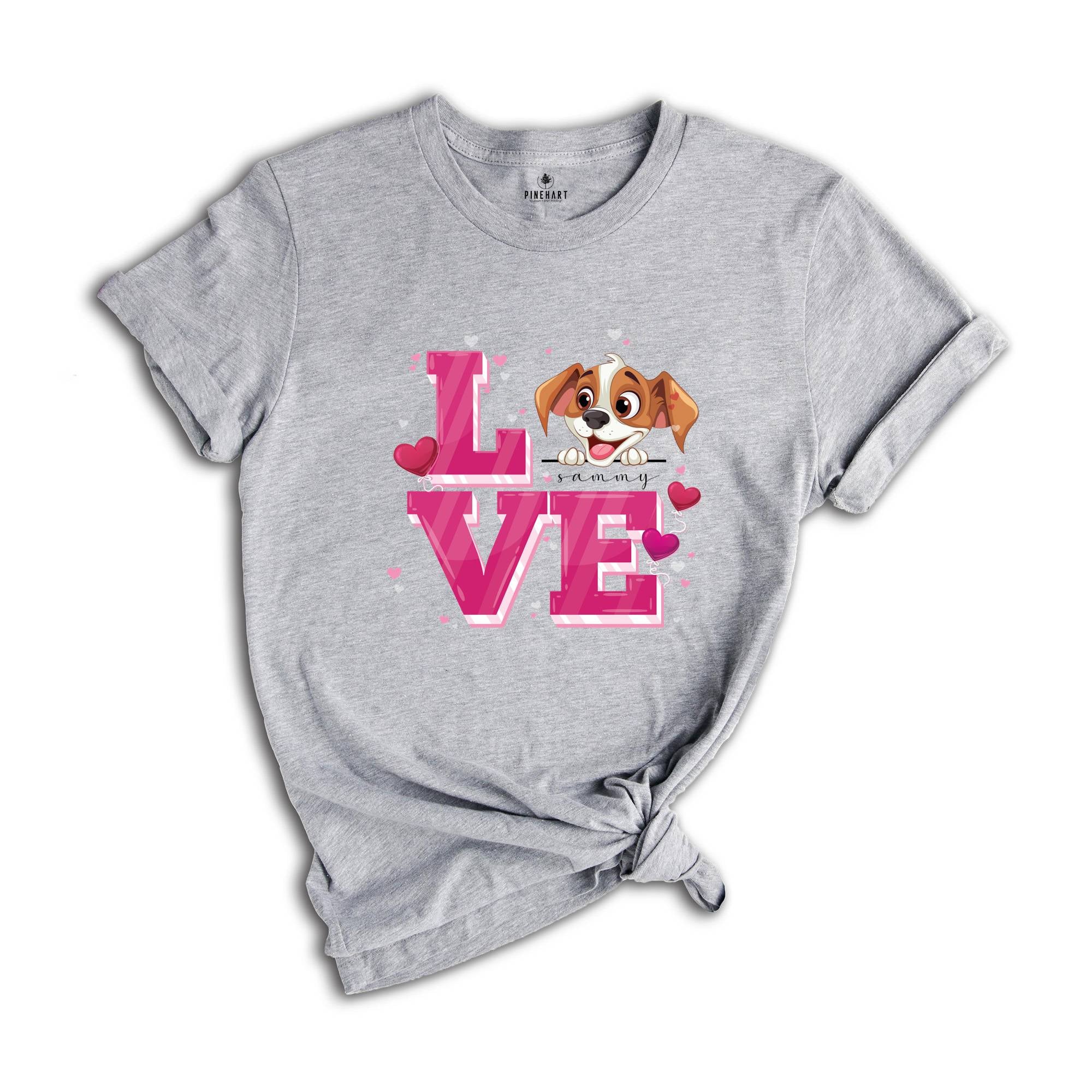 Cute Dog Valentine Shirt, Personalized Dog Valentines Day T Shirt, Custom Dog Shirt, Dog Lover Valentine Tees, Valentines Day Gift Shirt