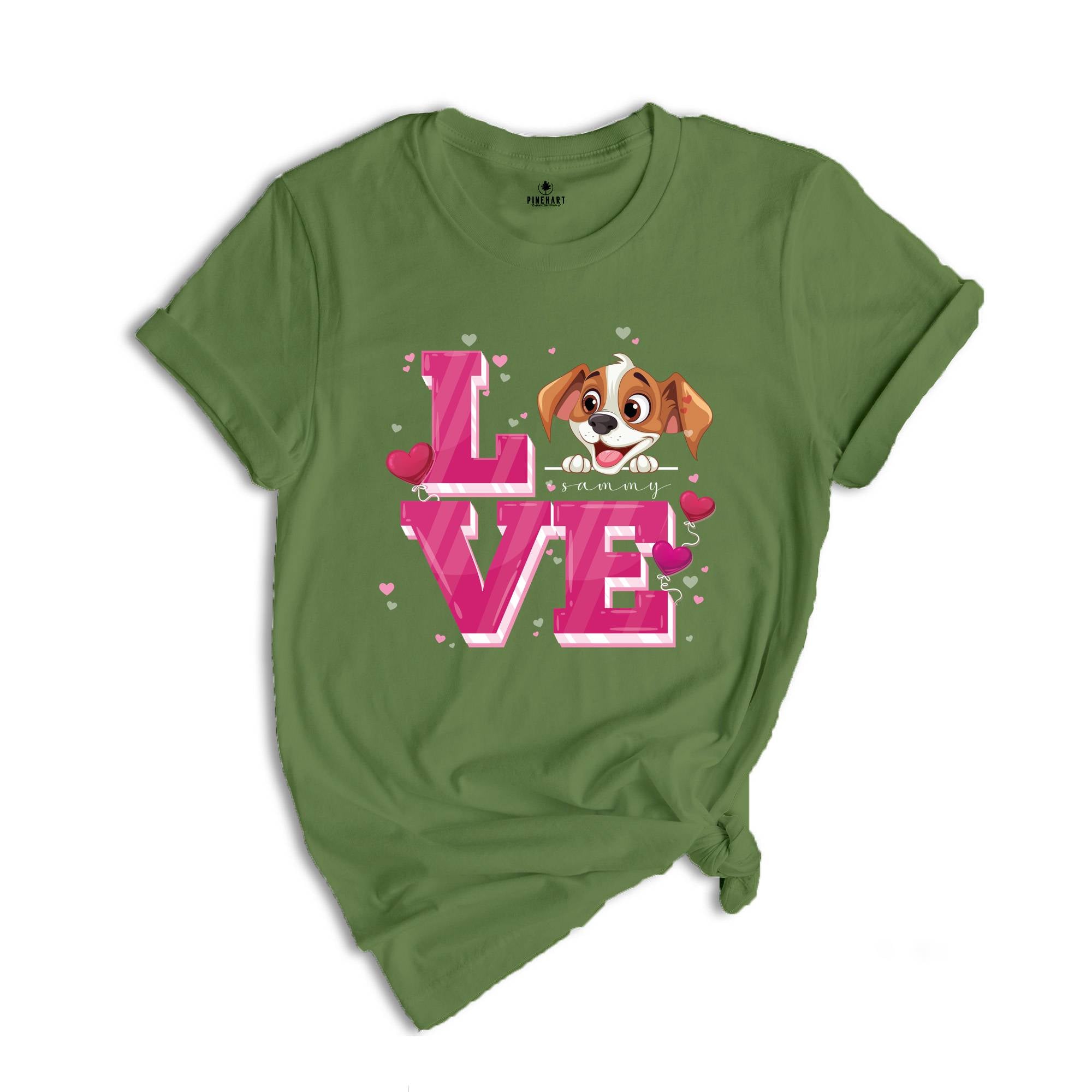 Cute Dog Valentine Shirt, Personalized Dog Valentines Day T Shirt, Custom Dog Shirt, Dog Lover Valentine Tees, Valentines Day Gift Shirt