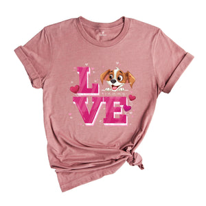 Cute Dog Valentine Shirt, Personalized Dog Valentines Day T Shirt, Custom Dog Shirt, Dog Lover Valentine Tees, Valentines Day Gift Shirt