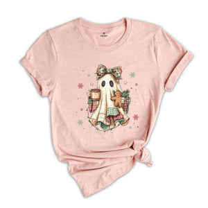 Cute Ghost Christmas Patchwork Shirt, Christmas Ghost T-Shirt, Patchwork Ghost Christmas Shirt