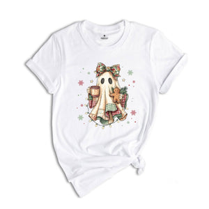 Cute Ghost Christmas Patchwork Shirt, Christmas Ghost T-Shirt, Patchwork Ghost Christmas Shirt