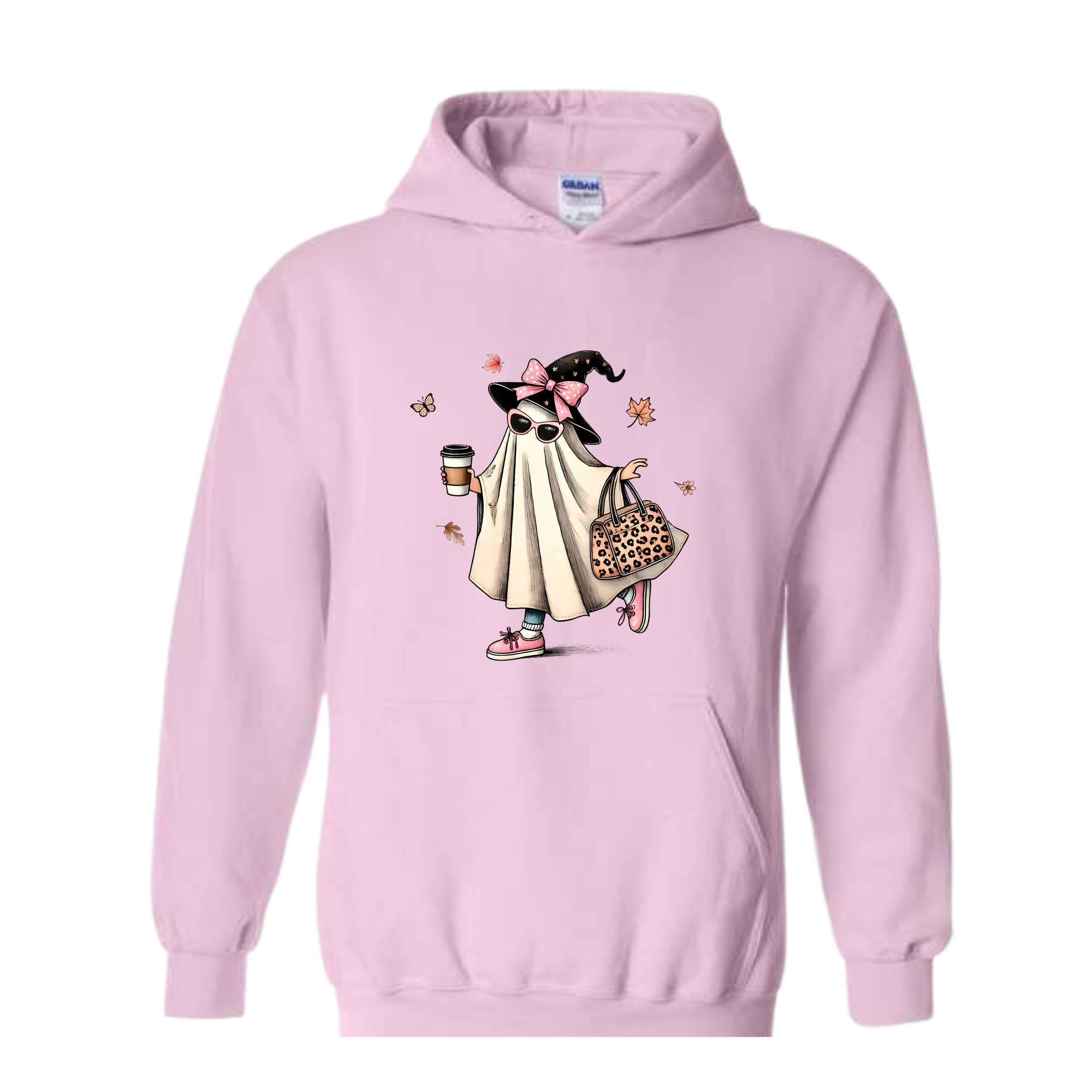 Cute Halloween Ghost Hoodie, Coffee Hoodie, Cute Ghost Hoodie, Boo Hoodie, Halloween Gift, Halloween Crewneck, Spooky Season