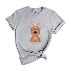 Cute Reindeer Shirt, Christmas Shirt, Xmas Reindeer T-Shirt, Cute Animal Shirt, Christmas Gift, Christmas Party Costume